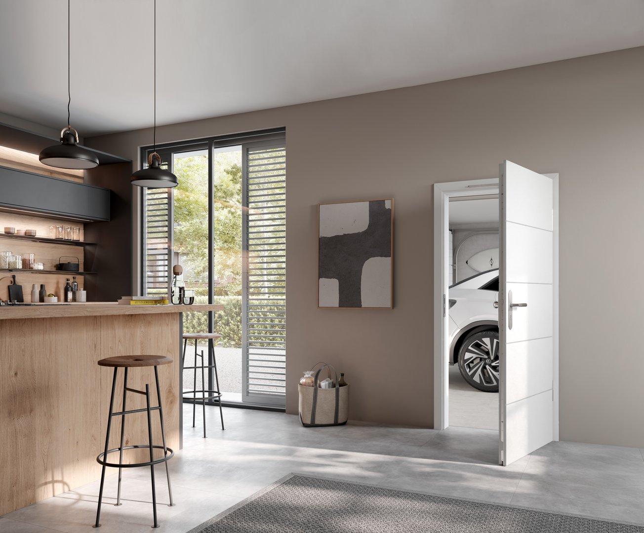Garagenverbindungstür als funktionale Verbindung zwischen Wohnraum und Garage